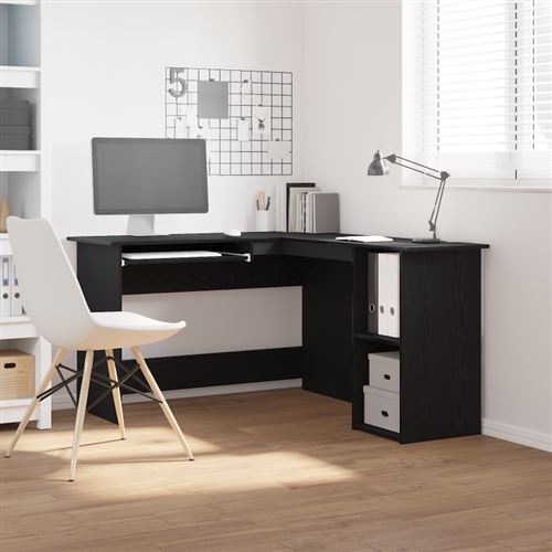 Bureau Noir en Chêne 120x140x75 cm en Bois d ingénierie