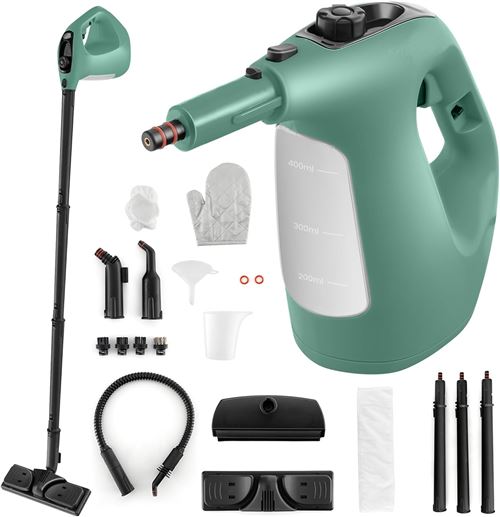 Non Communiqué Vert Giantex Nettoyeur Vapeur Portatif 1400W Avec 14 Accessoires, Balai Vapeur Continue (Vert)