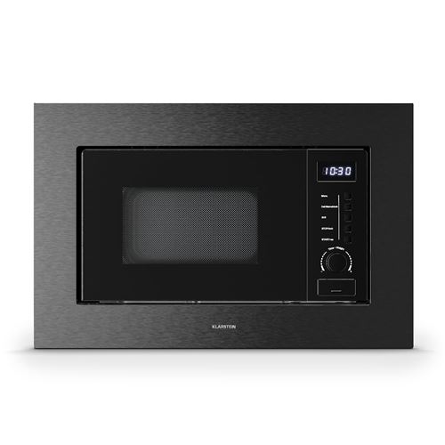 Klarstein Verosteel Micro-Ondes Encastrable avec Gril 20L 700W 8 Programmes Tactile Acier Inoxydable Noir