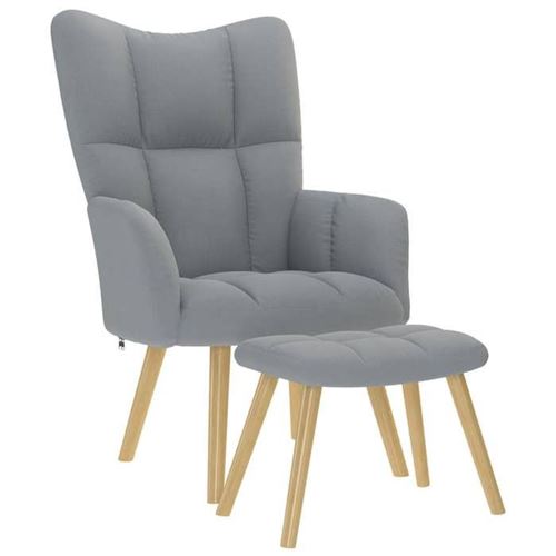 Non Communiqué Gris Vidaxl Relaxstoel Met Voetenbankje Tissu Clair