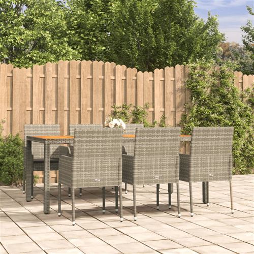 VIDAXL - Salon de Jardin 7 Pièces - Poly Rotin - Gris - Image 2