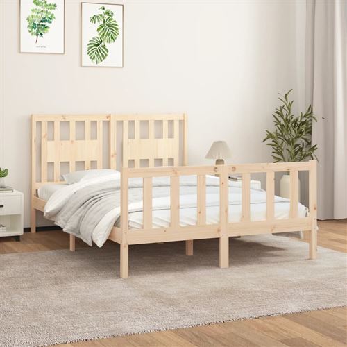 vidaXL Cadre de lit avec tête de lit bois de pin massif 140x200 cm