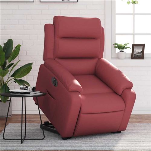 VIDAXL - Fauteuil releveur électrique - Similicuir - Rouge Vin - Image 3