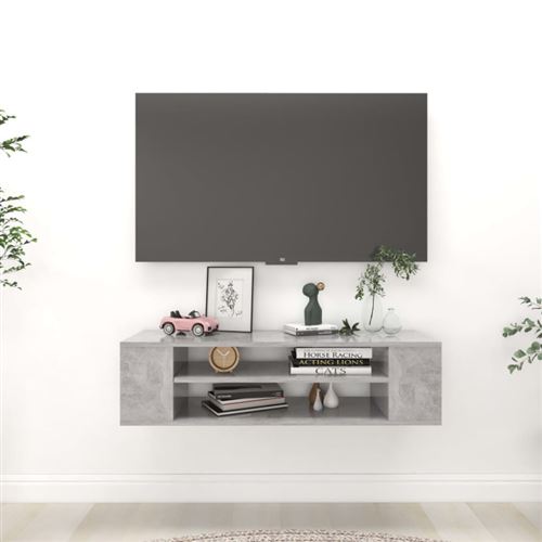 vidaXL Meuble TV suspendu Gris béton 100x30x26,5 cm Aggloméré