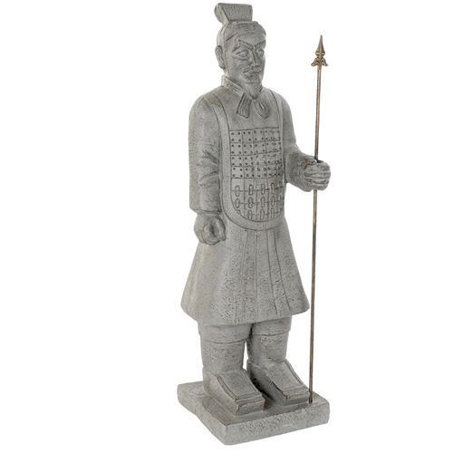 ITEM INTERNATIONAL Statue en Fibre de verre d'un Soldat de l'armée de terre cuite - Gris - 35 x 34,5 x 118 cm