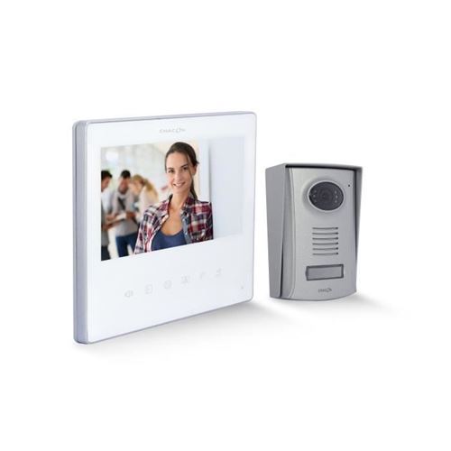 Chacon Visiophone 2 Fils Écran Couleur 7 Blanc Ultra Plat