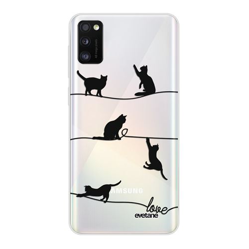 Coque pour Samsung Galaxy A41 360 intégrale transparente Chat Lignes Ecriture Tendance Design [Evetane®]