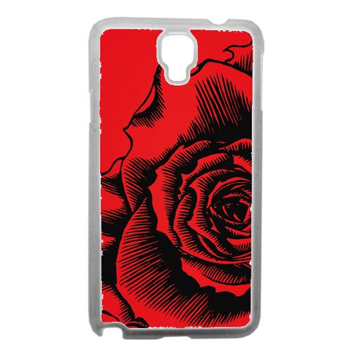 Coque Fleur Fond Fond Rouge Compatible Samsung Note 3 Neo Transparent