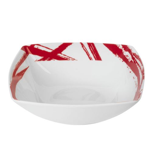 Assiette creuse carrée en porcelaine motif abstrait - Lot de 6 EXPRESSION