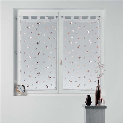 Paire droite passants 2x60x160 cm voile sable imprime flamants paradise Or Rose