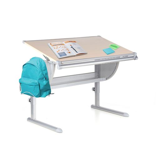 Bureau enfant BELIA, réglable en hauteur et inclinable, hêtre/argent hjh OFFICE
