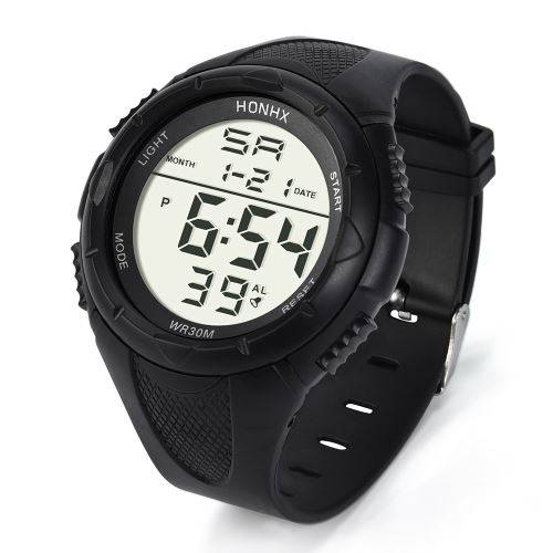 LED NUMRQUES alarme mode pour homme Montre sport en silicone militaire de l'armée montre à quartz