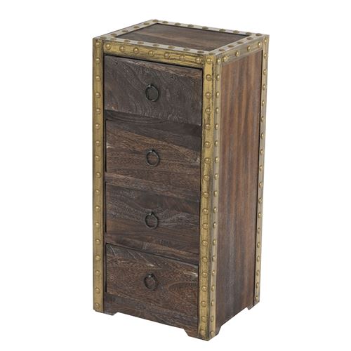 Commode à tiroirs Duran style shabby vintage 70x33x26cm marron
