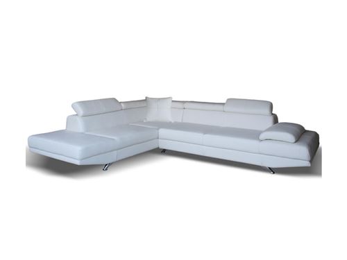 Canapé d'angle XL en simili ROMAIN - Blanc - Angle gauche