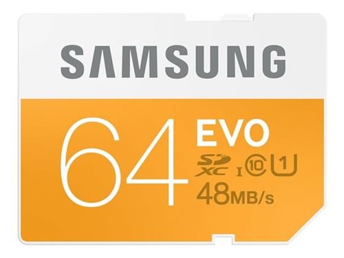 Samsung EVO MB-SP64D - Carte mémoire flash - 64 Go - UHS Class 1 / Class10 - SDXC UHS-I