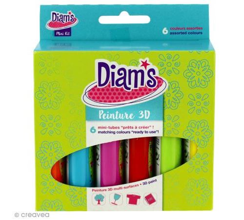 6 mini tubes de peinture acidulée 3D Diams - Total pop