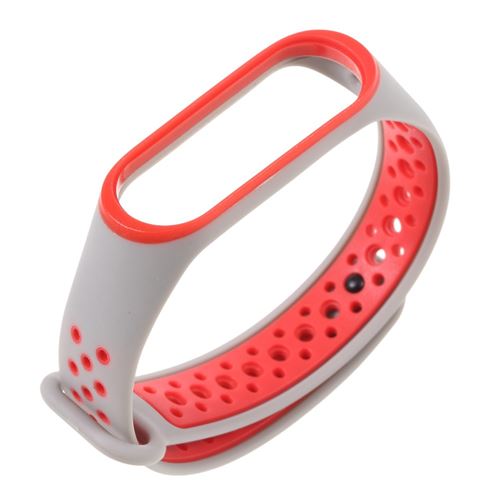 Bracelet en silicone deux tons souple gris / rouge pour votre Xiaomi Mi Band 3