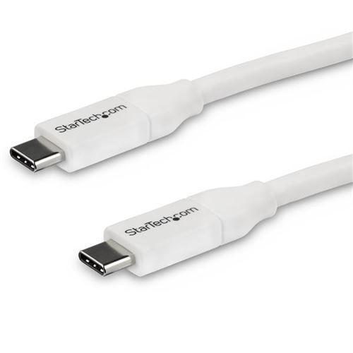 StarTech.com Câble USB-C vers USB-C avec Power Delivery 5A de 4 m - Cordon USB 2.0 Type-C certifié USB-IF - Blanc - Câble USB - USB-C (M) pour USB-C (M) - USB 2.0 - 5 A - 4 m - blanc