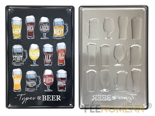 plaque métal déco vintage - effet relief - les différents types de bière - façon ardoise (20x30cm)