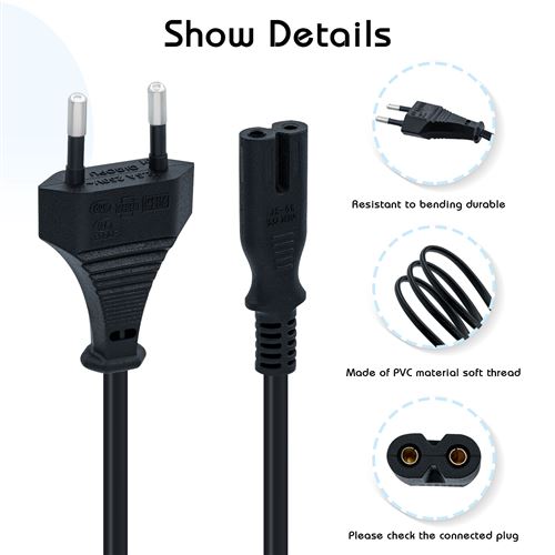 Mcbazel Câble de cordon d'alimentation AC de 1,5 m pour PS5 / PS4 / PS3 /  Xbox Series X - Prise UE - Connectique et chargeur console - Achat & prix