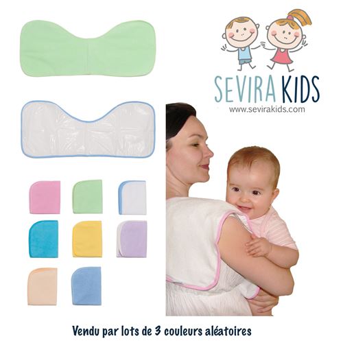 Sevira kids Lot de 3 bavoirs d'épaule en coton, doublure toile cirée Multicolore taille unique