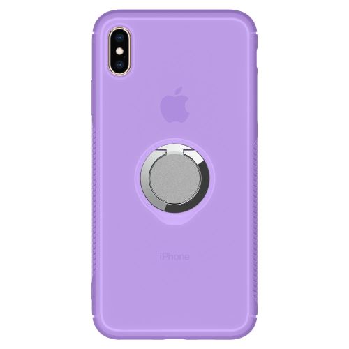 Coque en TPU changement de couleur avec support porte-bague violet pour votre Apple iPhone X/XS 5.8 pouces