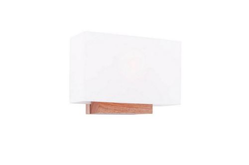 HOMEMANIA Lampe Murale Fusta Applique - Rectangulaire - Chêne, Blanc en Bois, Verre, 22 x 8 x 10 cm, 1 x E14, Max 40W