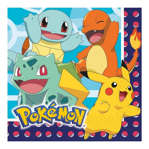 16 serviettes pokemon 33cm