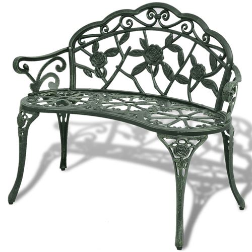 Vidaxl Vert Banc De Jardin 100 Cm Aluminium Coulé - Image 3