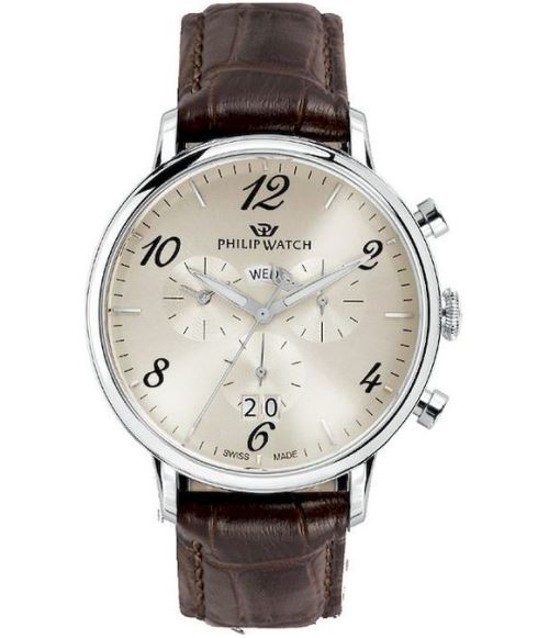 Philip Watch Montre Homme R8271695001 Automatiques, Chronographe de couleur champagne, Argent
