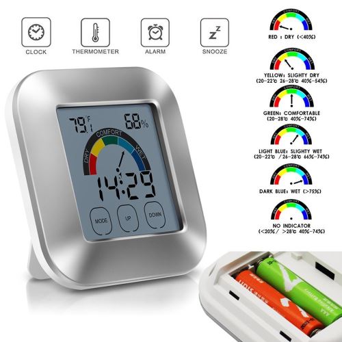 Thermomètre intérieur Humidité Moniteur tactile Rétro-éclairage Affichage numérique_Kiliaadk29