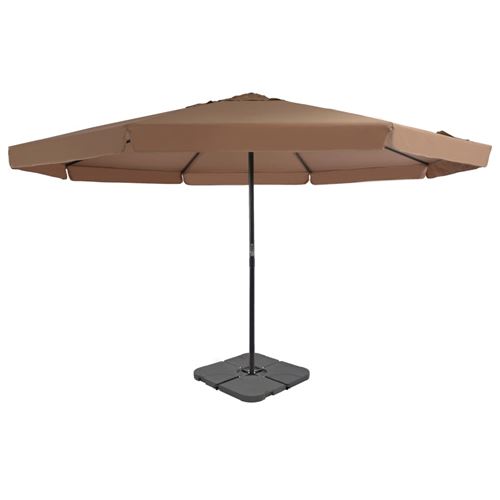 Parasol avec base portable 3.85 x 5 m Taupe