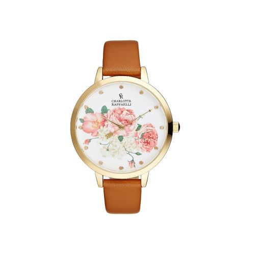 Montre Femme Charlotte Rafaelli Cadran 38mm En Steel Multicolore Et Bracelet Marron En Cuir Authentique CRF002
