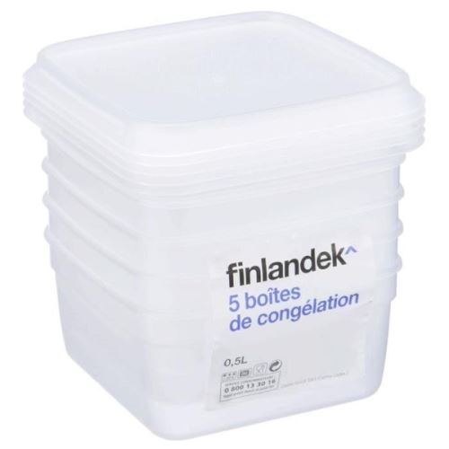 Finlandek lot de 5 boîtes de congélation carrée - 0,50l 181796