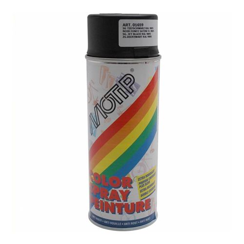 Bombe de peinture motip glycero satin noir profond spray 400ml (01659)