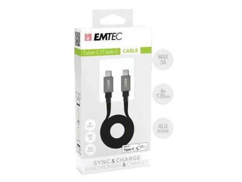 EMTEC - Câble plat USB C Vers USB C T700 - 120cm Alu 3A