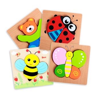 Puzzles en bois Montessori Jouets pour les tout-petits, Puzzles en bois en  forme d'animal pour les enfants âgés de 2 à 4 ans, Puzzle d'apprentissage  éducatif Cadeaux pour garçons de 2 3