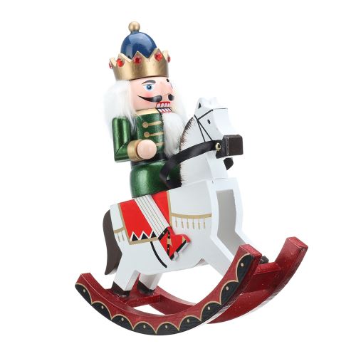 3PCS Set 30CM Grand Casse-Noisette En Bois Soldat Cheval Rêver vert