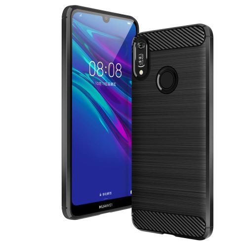 Huawei Y6 2019 Housse Etui Housse Coque de protection Fibre de Carbone [Noir]