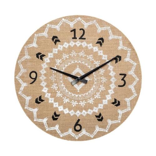Horloge Murale Déco Lin 38cm Beige