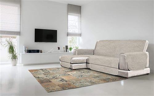 Comfort Housse de canapé antidérapant avec chaiselongue,190cm, beige