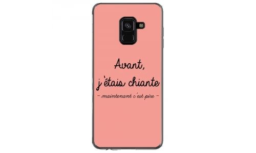 Coque souple pour Samsung Galaxy A8 2018 avec impression Motifs Avant, j'étais chiante rose