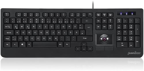 Perixx clavier USB Periboard-521 noir intégrée Trackball