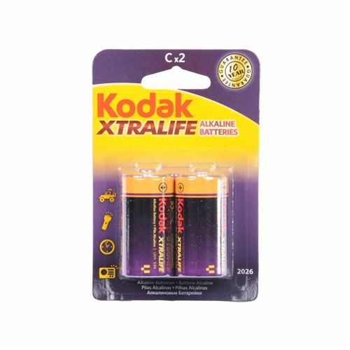 Lot de 2 Piles Alcaline Kodak Xtralife LR14 Violet