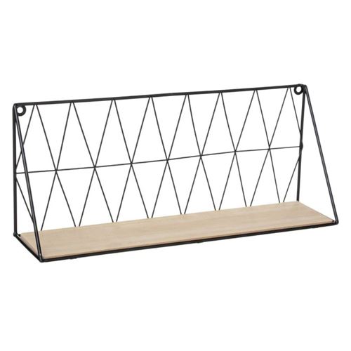 atmosphera etagere murale filaire en fer et mdf - noir