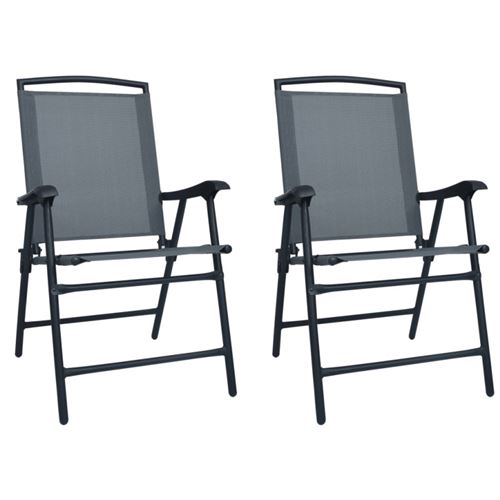 vidaXL - Chaise de jardin pliable - Gris - Lot de 2 - Image 3