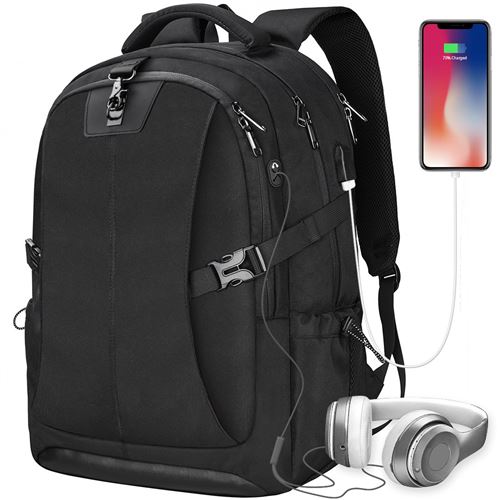 Sac à Dos Ordinateur Hommes 17,3 Pouces Imperméablet Anti-vol de Voyage Charge USB Port Grande Capacité Laptop Portable Sac Class
