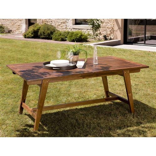 HANNA - Table de jardin 8/10 personnes - rectangulaire scandi extensible 180/240x100cm en bois teck huilé