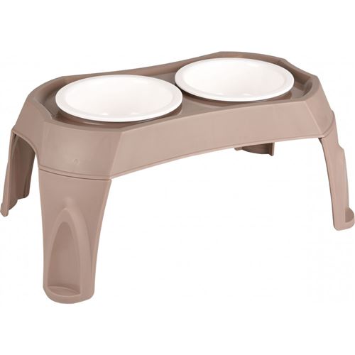 FLAMINGO Bol double à nourriture Mangi Taupe 2x675 ml