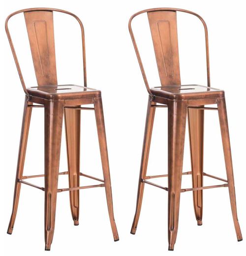 CLP Lot de 2 tabourets de bar Aiden en métal , Cuivre